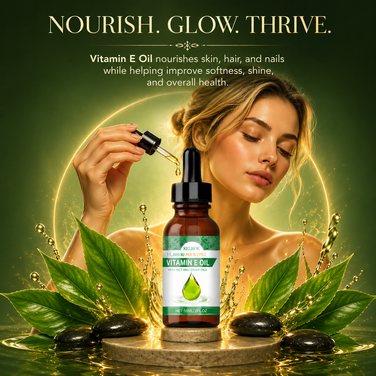 EELHOE Vitamin E Oil Repair Perm Damage Dry Frizz Moisturizing Skin Care Multi-Active Essential Oil